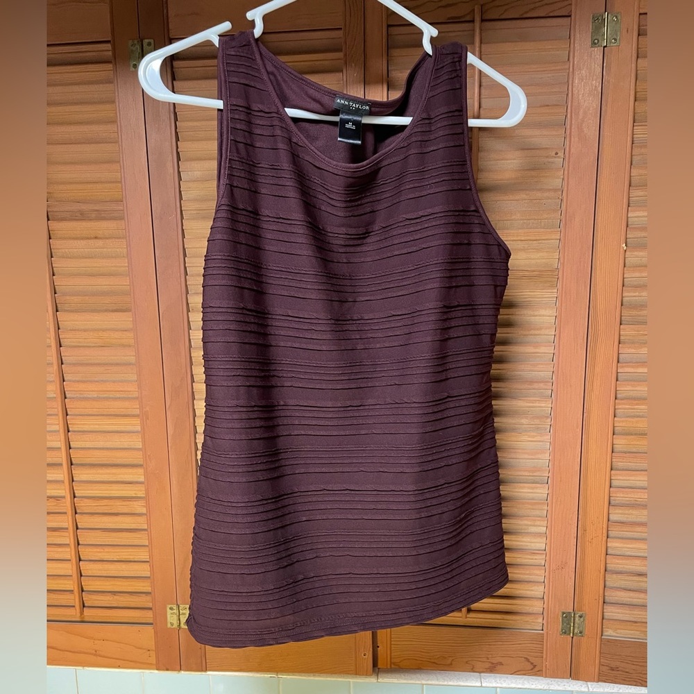 Ann Taylor, women’s short sleeve, maroon top, size M